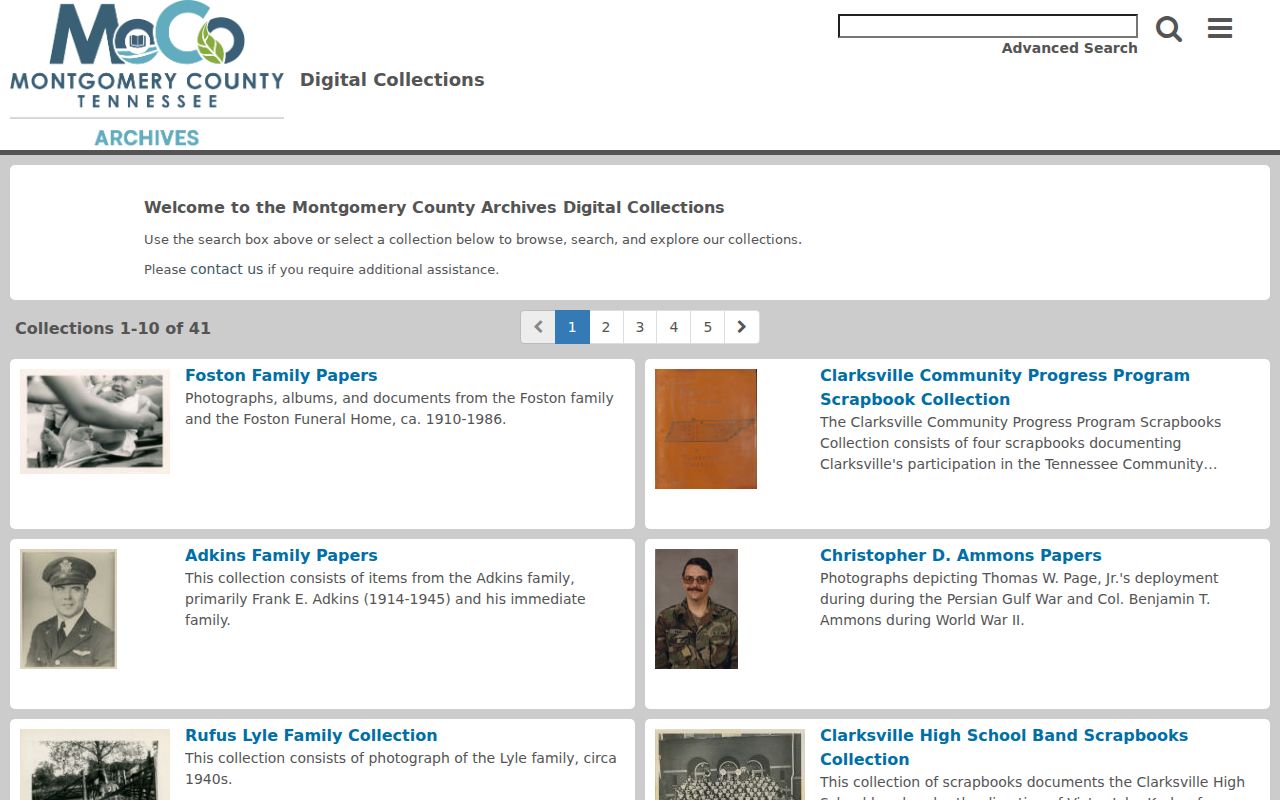 Clarksville city-directory companion material at the Montgomery County Archives digital collections