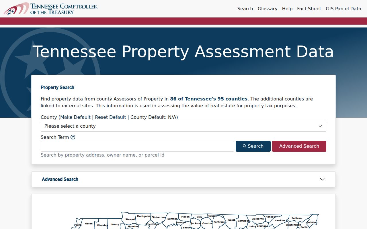 Clarksville street directory TPAD property search controls